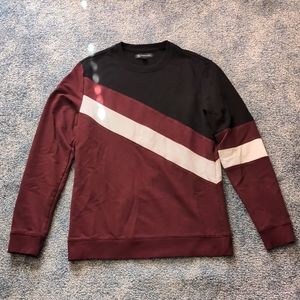 INC chic maroon and navy patterned long-sleeved shirt, small